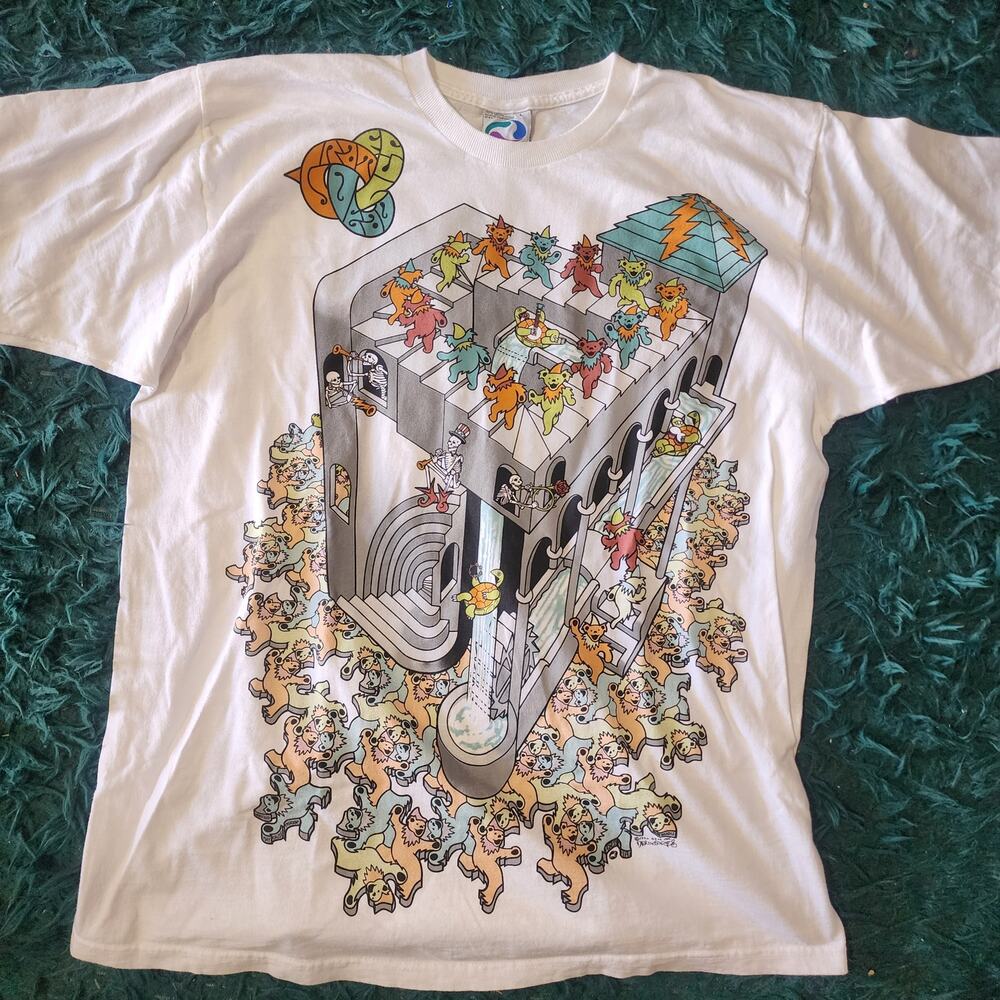 Vintage 1993 Grateful Dead "Stair Bears" Escher Style Dancing Bears Tee